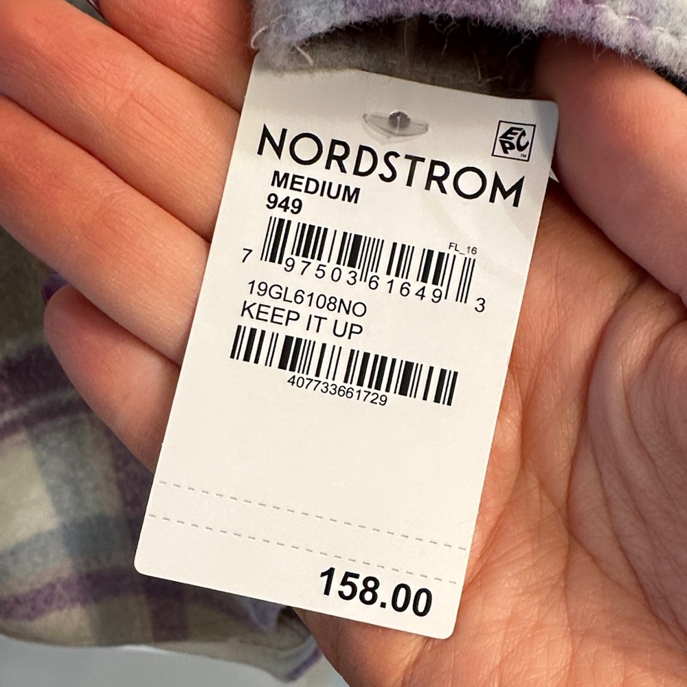 Blank nyc plaid Long Coat with Purple and Cream - Picture 2 of 4